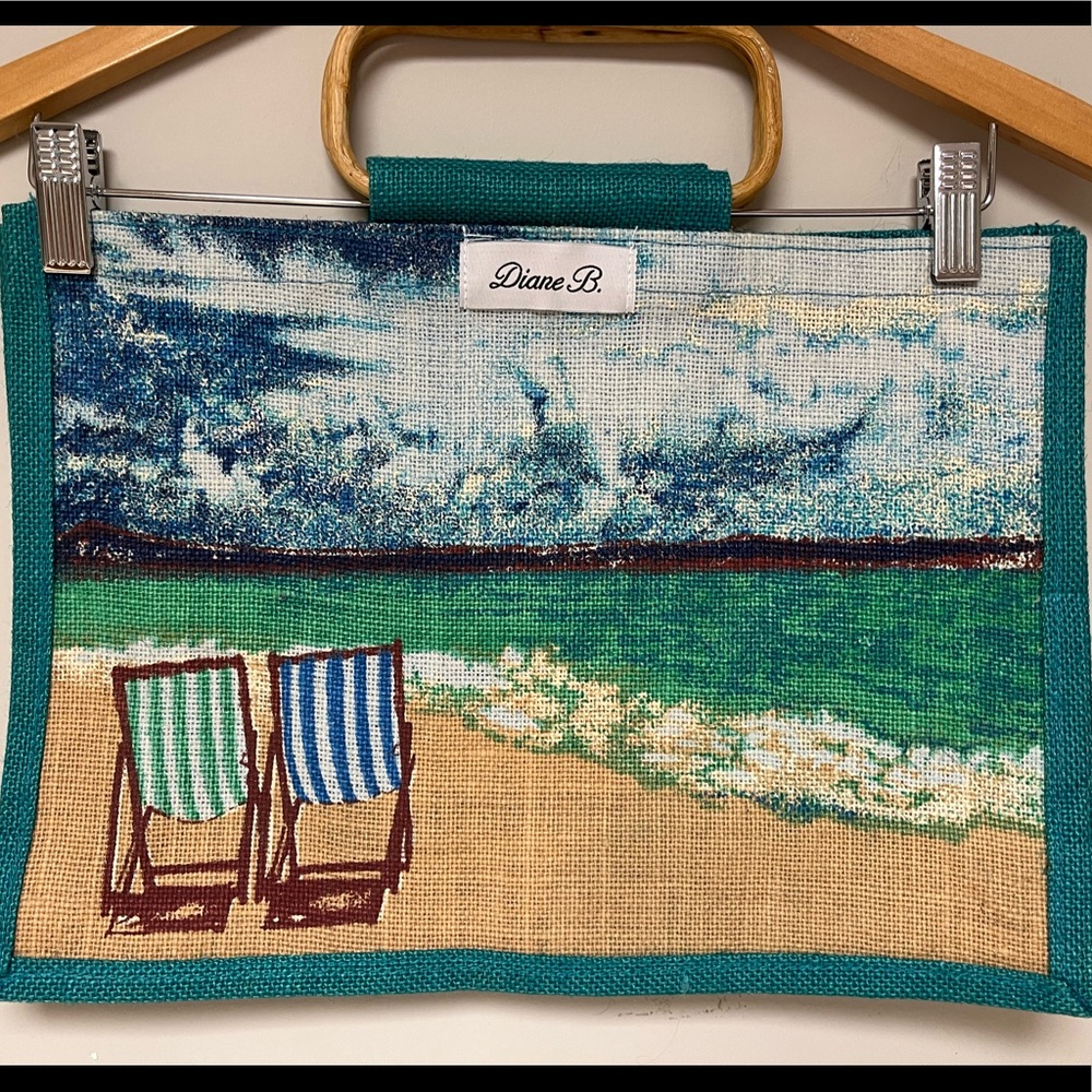 Diane B Burlap Tote NWOT